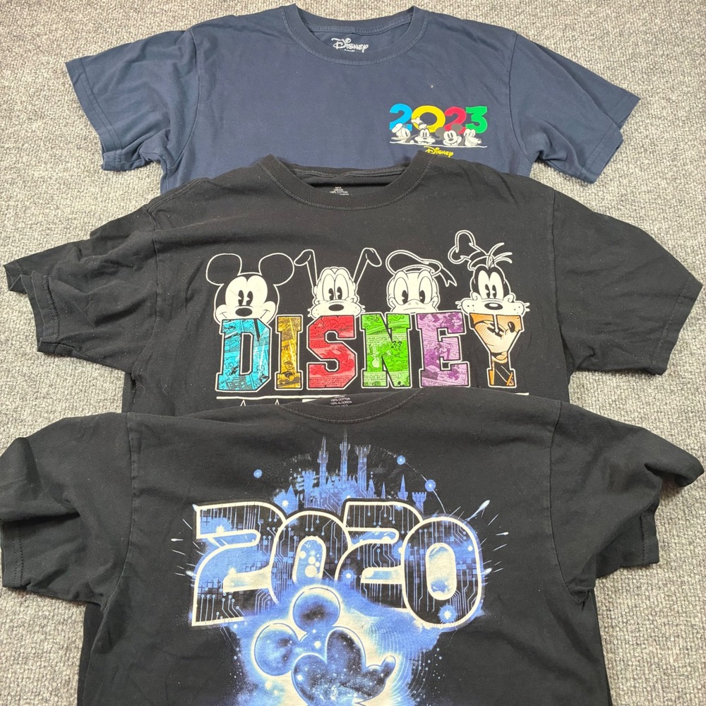 Disney Graphic T Shirt Lot Mens S/M Black Navy Florida 2020 2023 Bundle Of 3